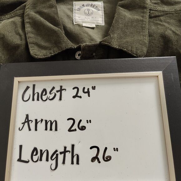 Iron And Resin Jacket Mens XL Green Corduroy Trucker Workwear Huckberry - Picture 8 of 8